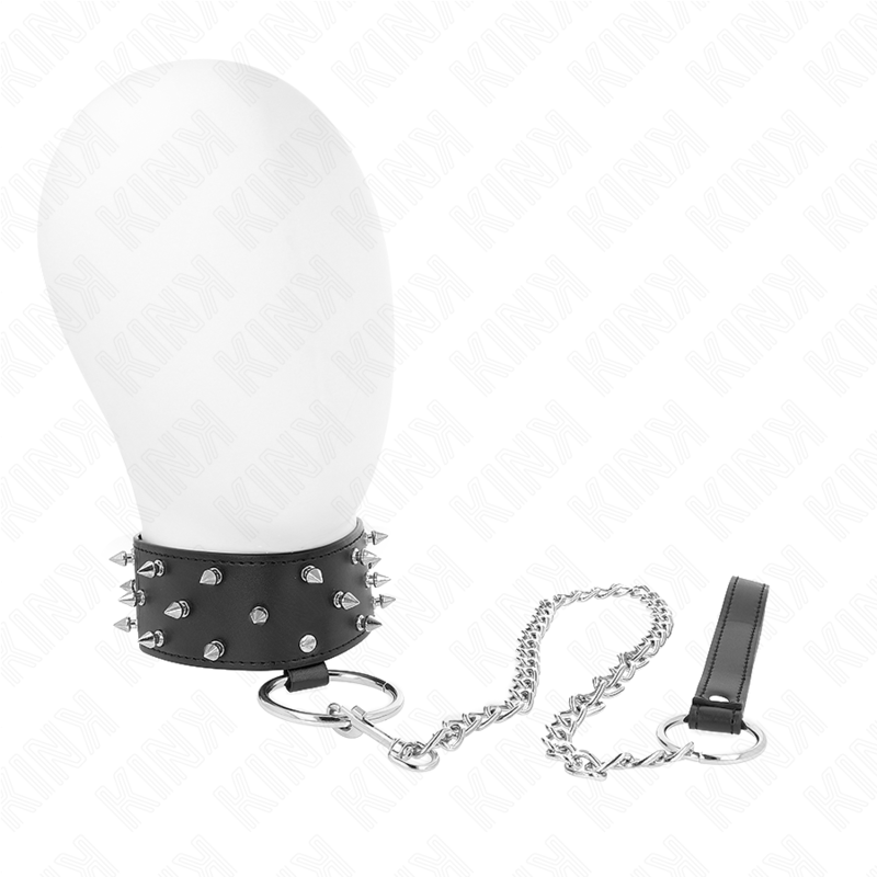 Kink - collar con correa 65 cm con tachuelas plateadas