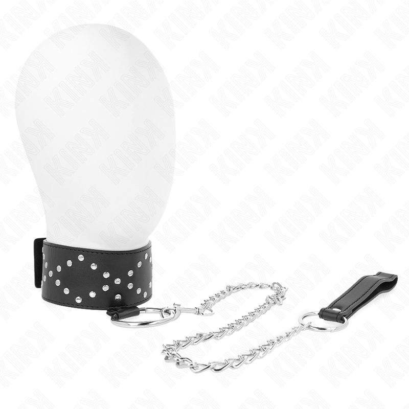 Kink - collar con correa 65 cm con tachuelas plateadas