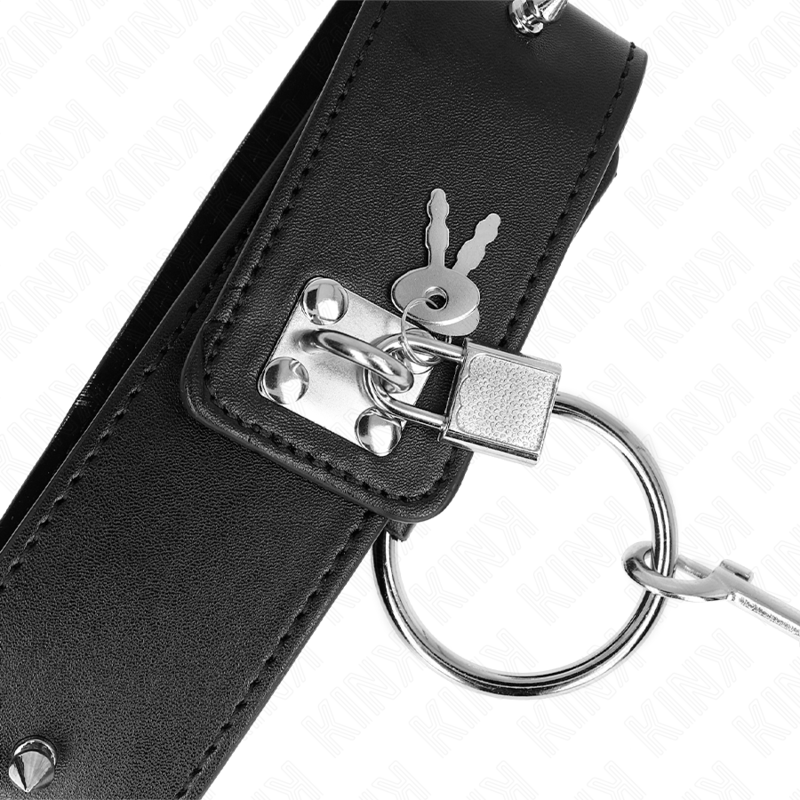 Kink - collar con correa 65 cm con tachuelas plateadas