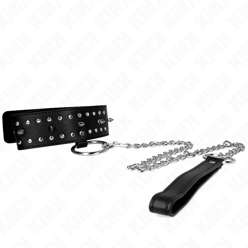 Kink - collar con correa 65 cm con tachuelas plateadas