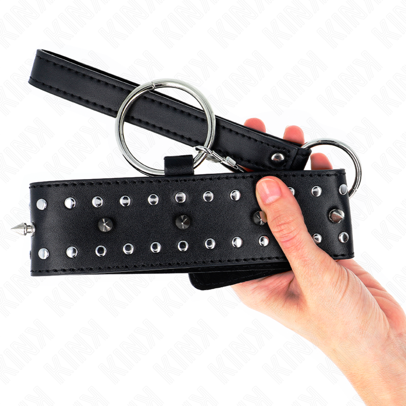 Kink - collar con correa 65 cm con tachuelas plateadas