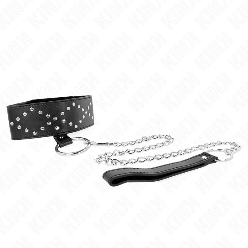 Kink - collar con correa 65 cm con tachuelas plateadas