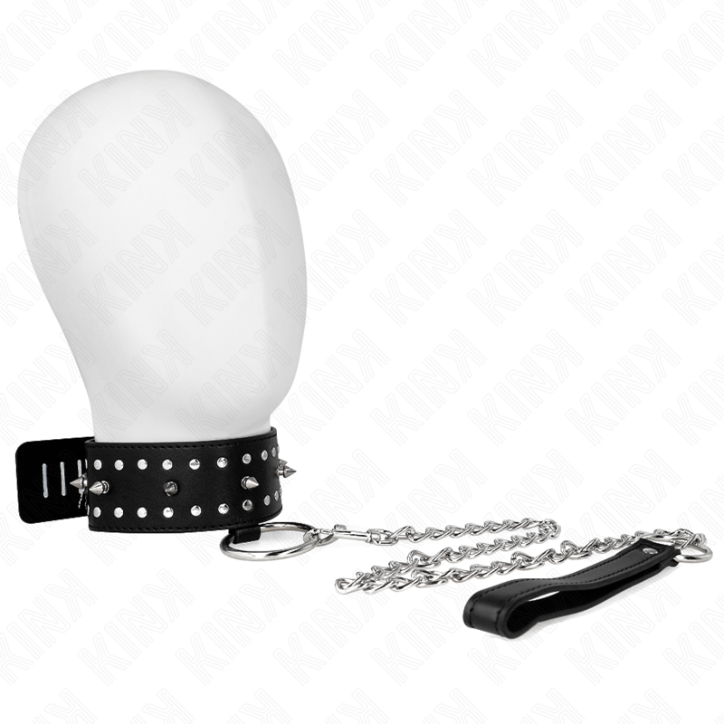 Kink - collar con correa 65 cm con tachuelas plateadas