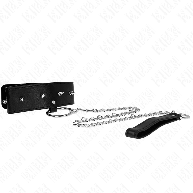 Kink - collar con correa 65 cm con tachuelas plateadas