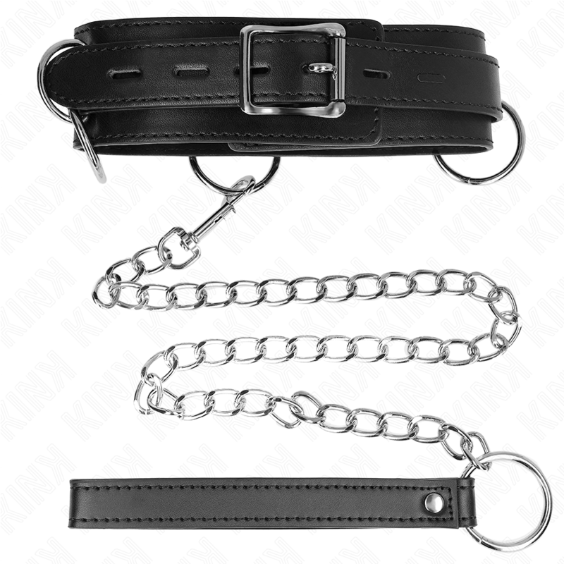 Kink - collar con correa 80 cm esclavitud 3 anillos 53 x 5
