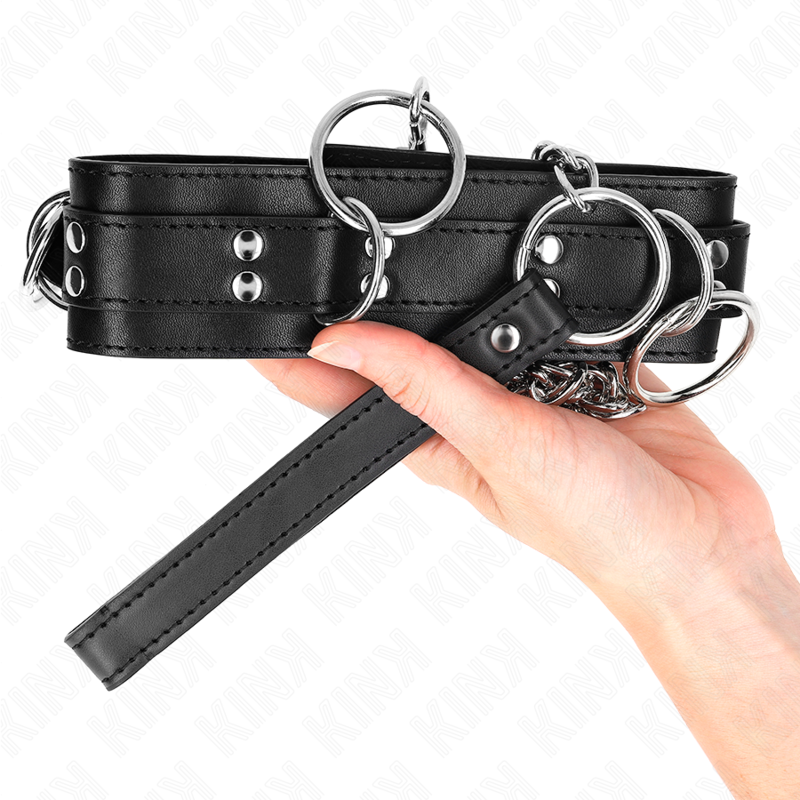 Kink - collar con correa 80 cm esclavitud 3 anillos 53 x 5