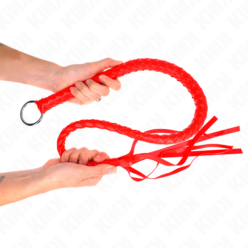 Kink - látigo de serpiente con anillo de mano rojo 65 cm