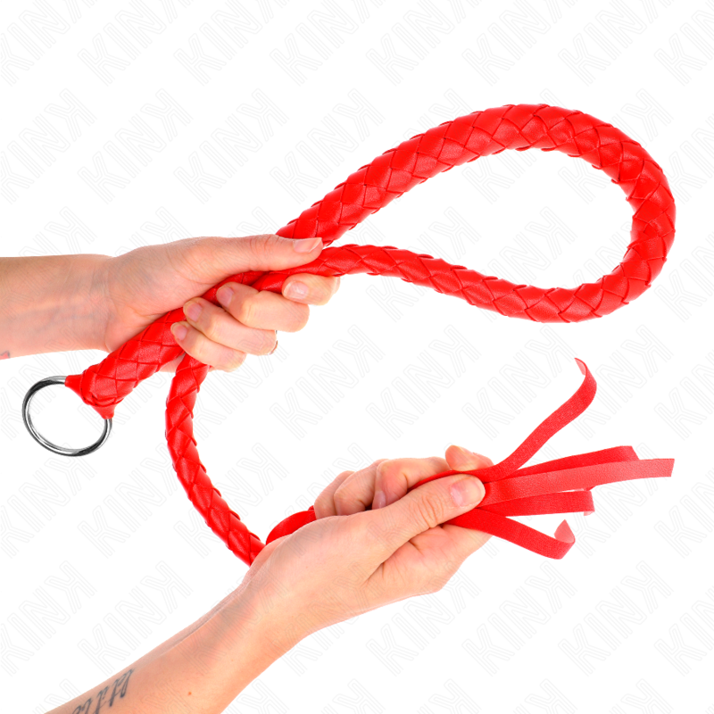 Kink - látigo de serpiente con anillo de mano rojo 65 cm