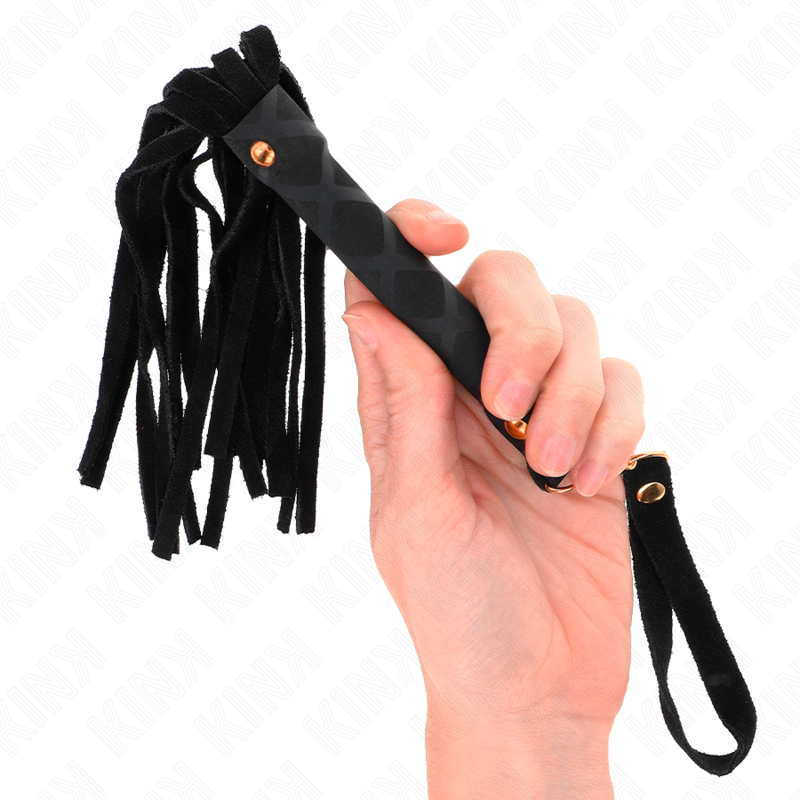Kink - látigo mini piel de ante negro 30 cm