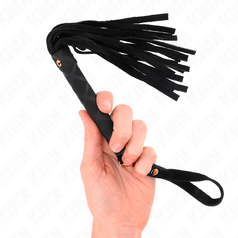 Kink - látigo mini piel de ante negro 30 cm