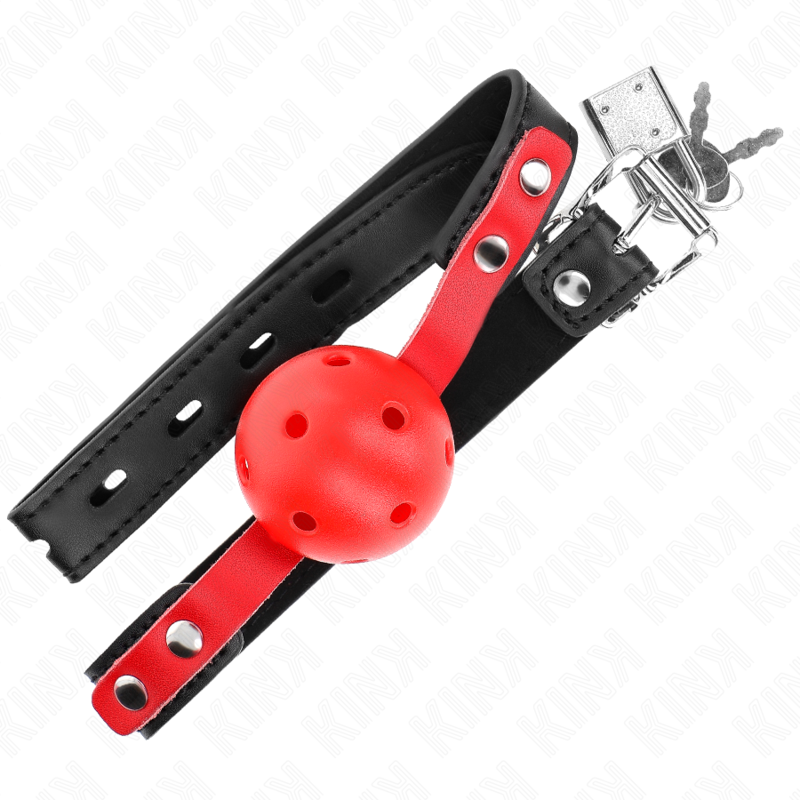 Kink - mordaza de bola 4 cm dura hueca rojo correa negra 60