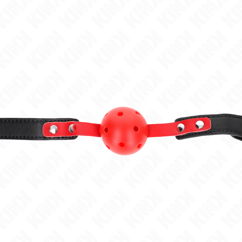 Kink - mordaza de bola 4 cm dura hueca rojo correa negra 60