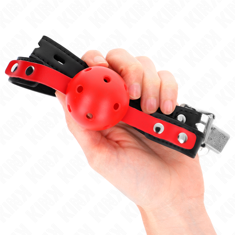 Kink - mordaza de bola 4 cm dura hueca rojo correa negra 60