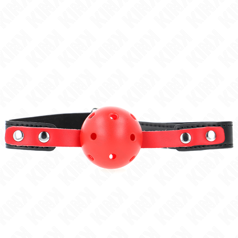 Kink - mordaza de bola 4 cm dura hueca rojo correa negra 60