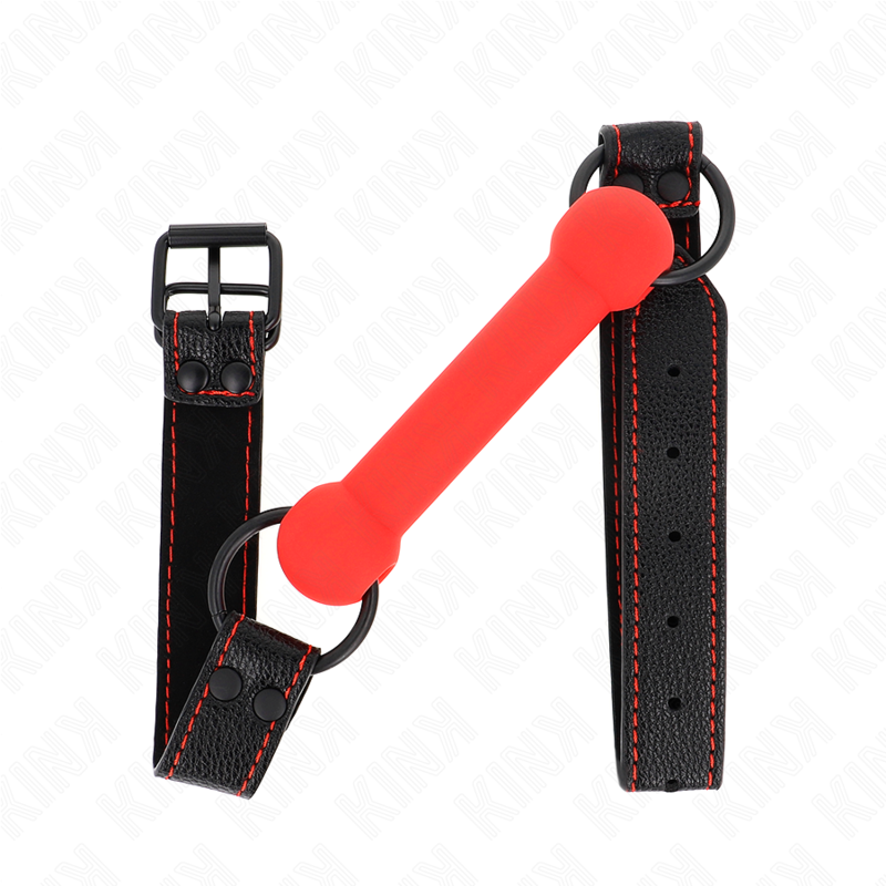 Kink - mordaza forma de hueso con correa polipiel rojo