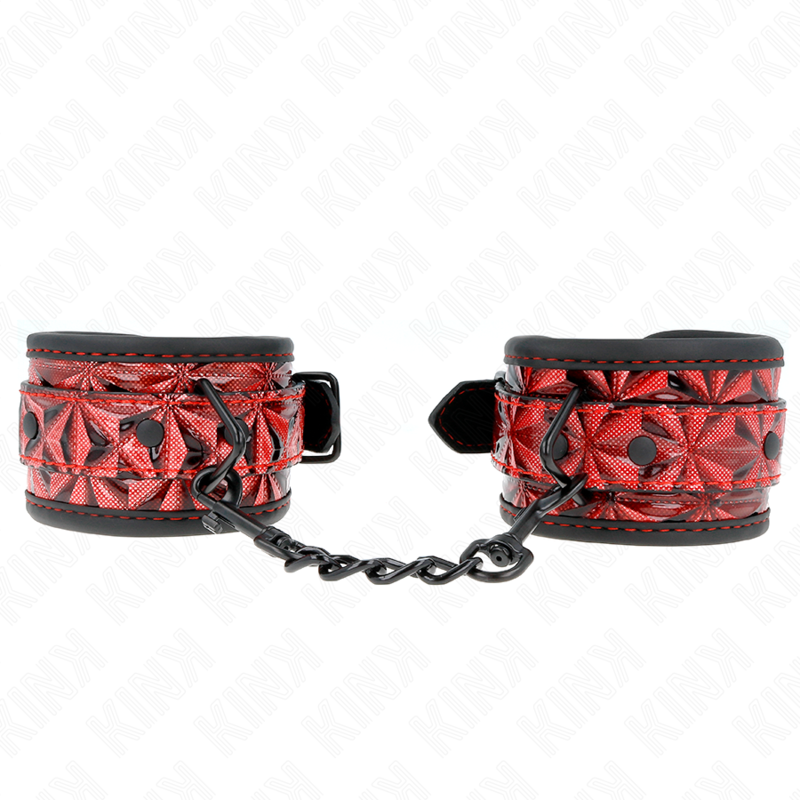 Kink - muñequeras con patrón de diamantes rojo oscuro