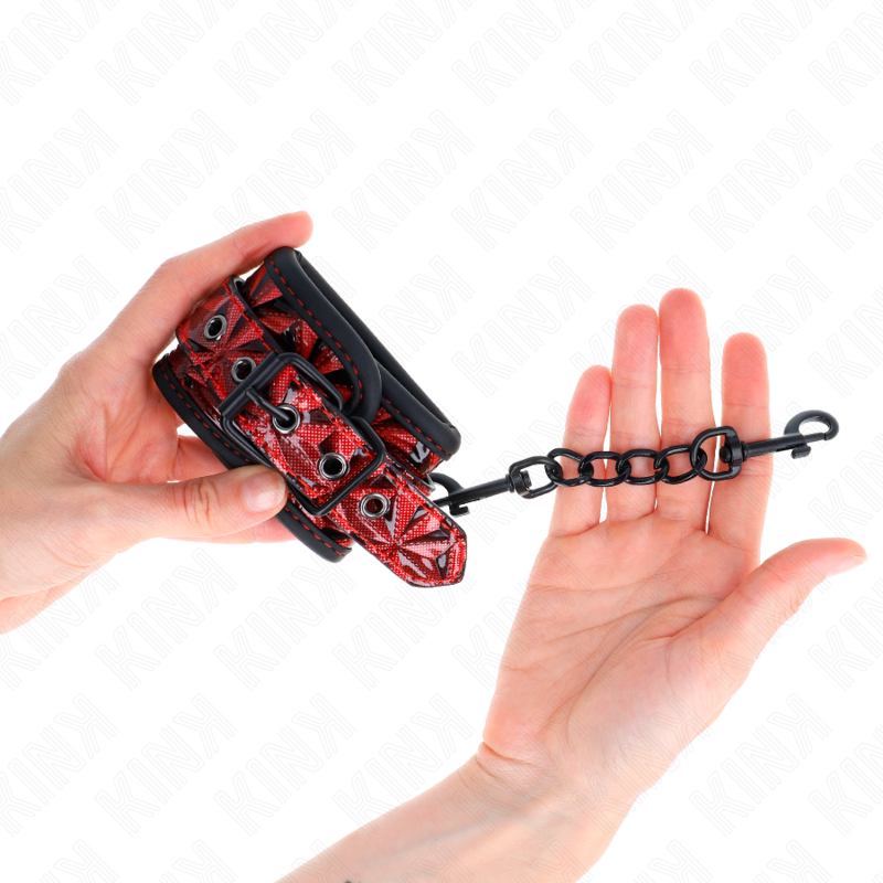 Kink - muñequeras con patrón de diamantes rojo oscuro