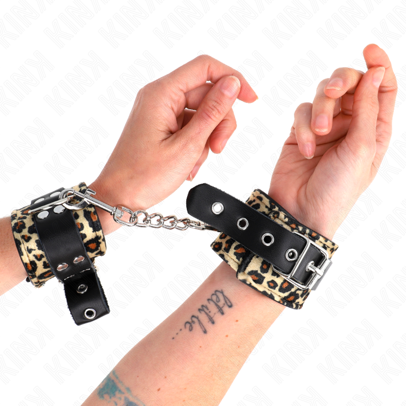 Kink - muñequeras de cuero estilo leopardo ajustable 18-29