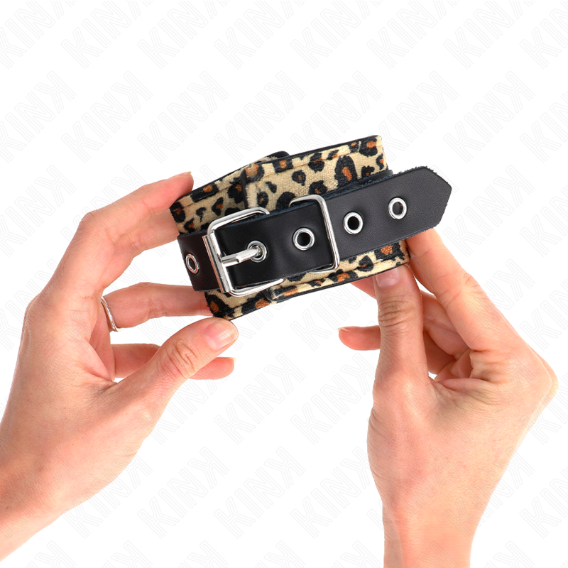 Kink - muñequeras de cuero estilo leopardo ajustable 18-29