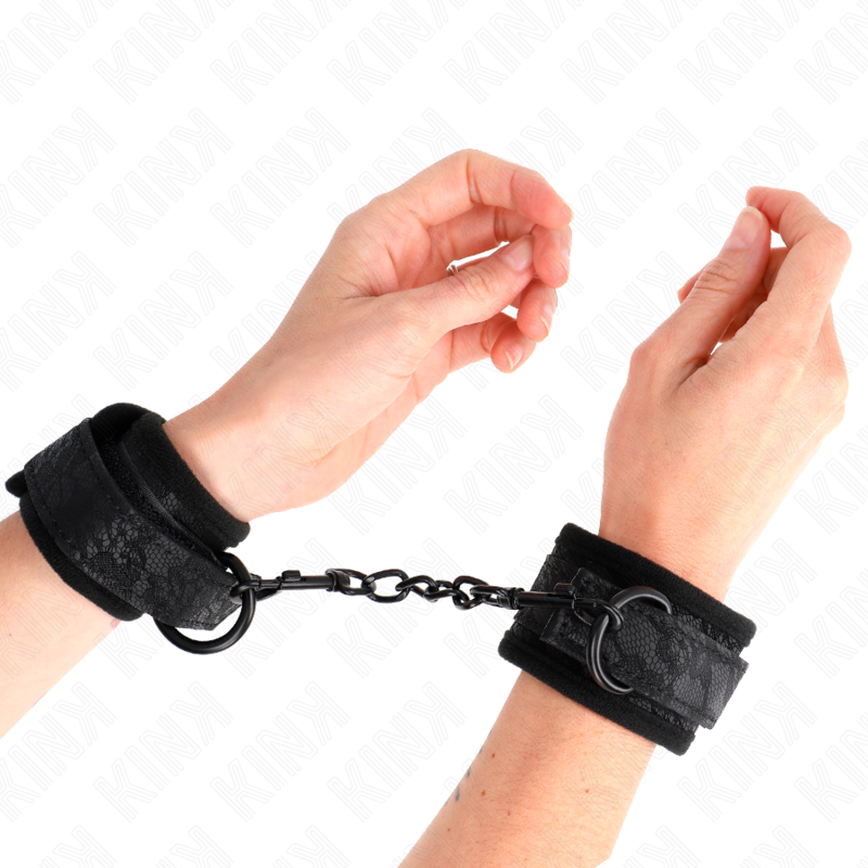 Kink - muñequeras de encaje y neopreno ajustable negro