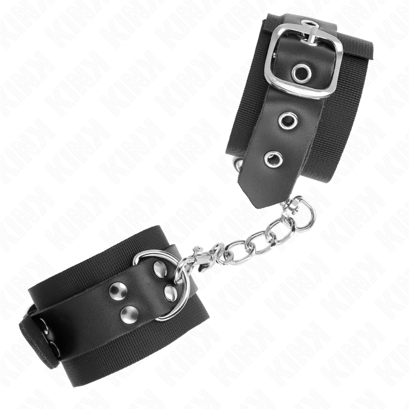 Kink - muñequeras de nylon negro con correa cuero negro