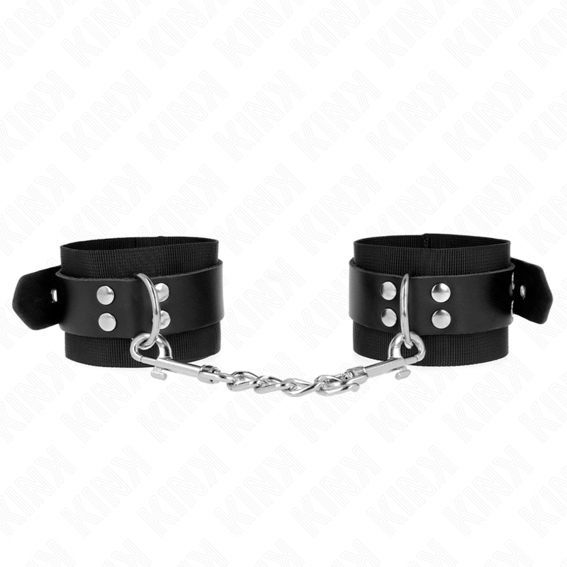 Kink - muñequeras de nylon negro con correa cuero negro