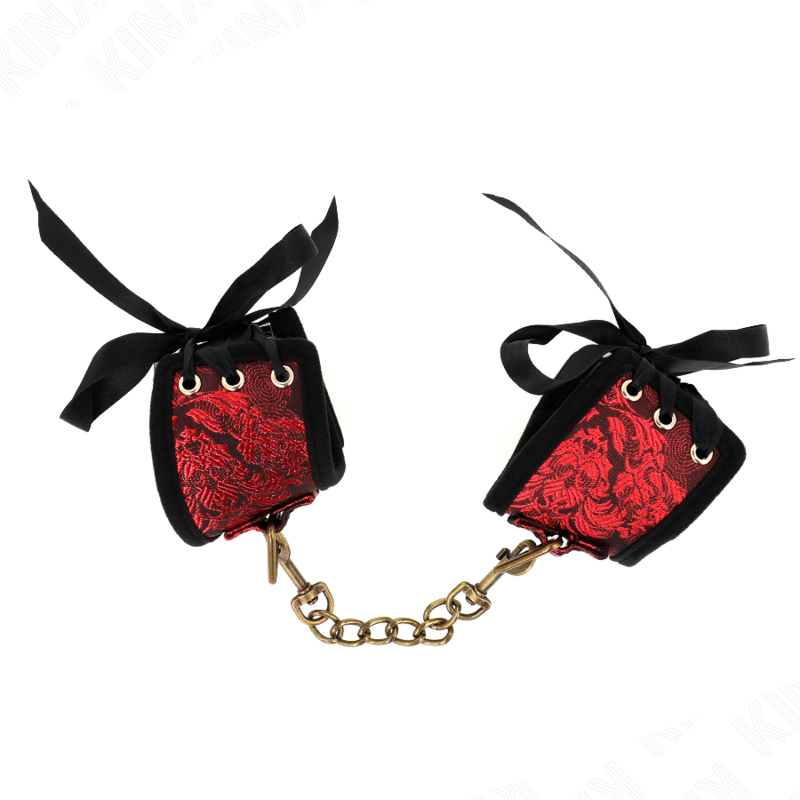 Kink - muñequeras diseño escándalo rojo-negro detalle lazo