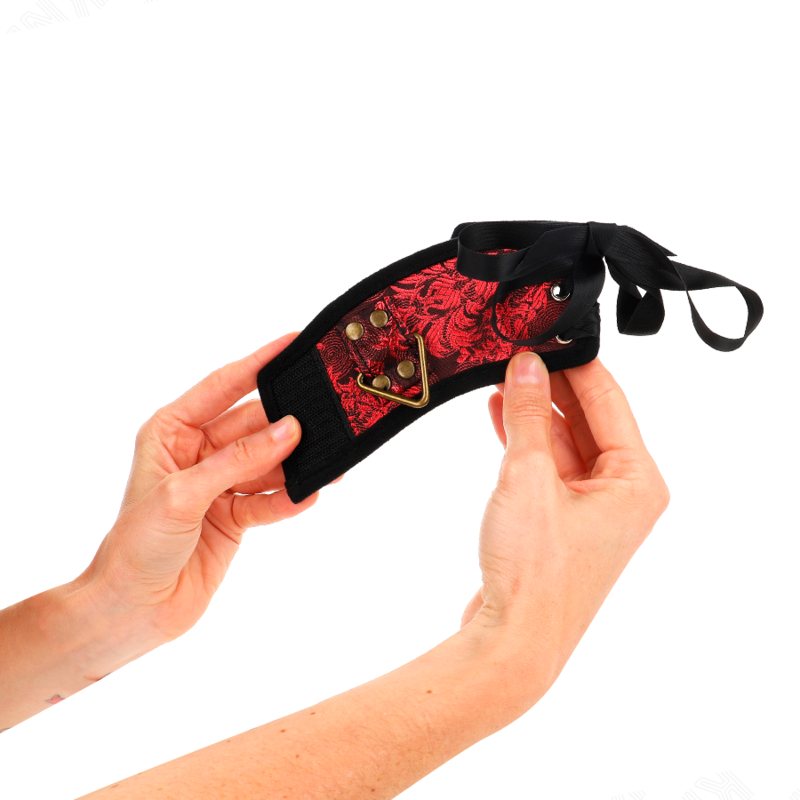 Kink - muñequeras diseño escándalo rojo-negro detalle lazo