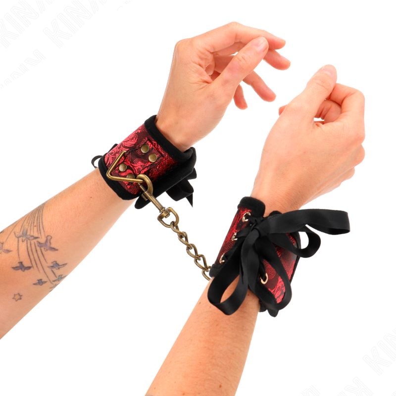 Kink - muñequeras diseño escándalo rojo-negro detalle lazo
