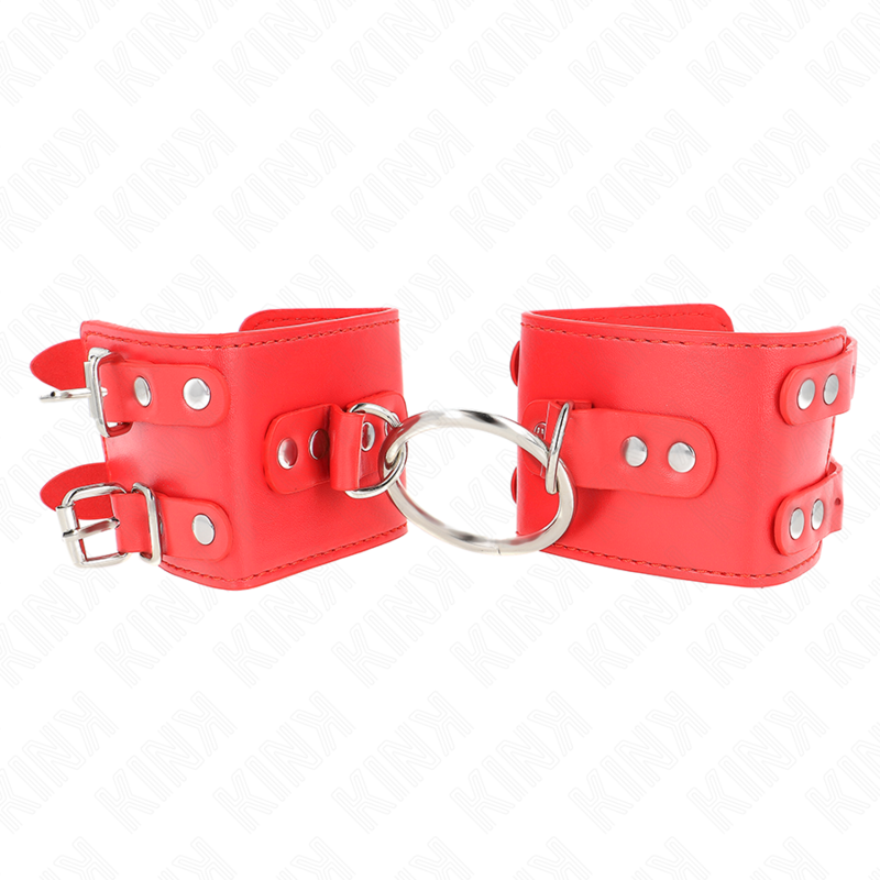 Kink - muñequeras fijas con anilla y tachuelas rojo