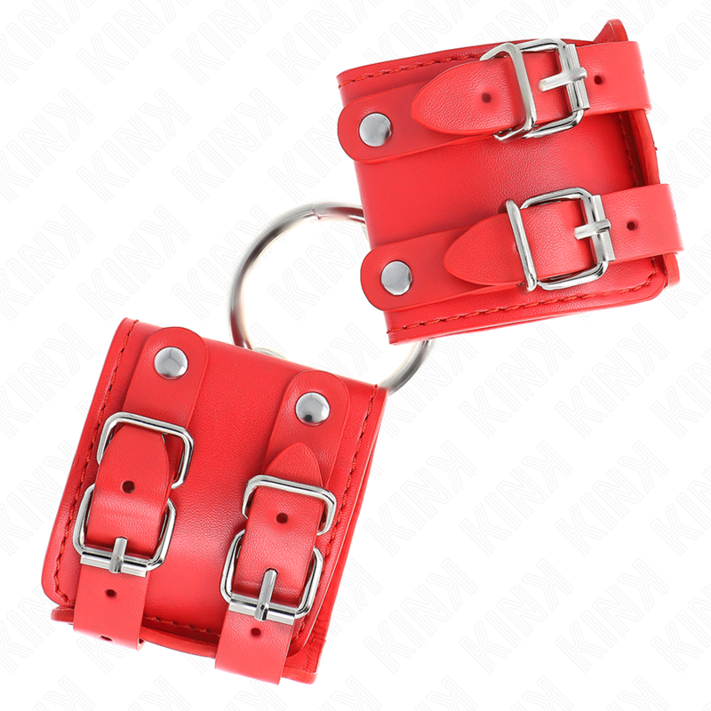 Kink - muñequeras fijas con anilla y tachuelas rojo