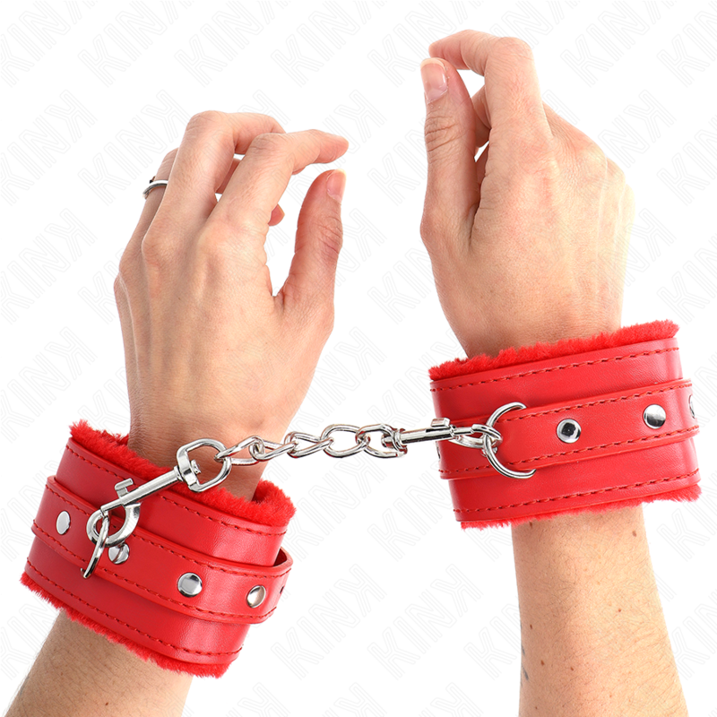 Kink - muñequeras forradas premium rojo con correa rojo