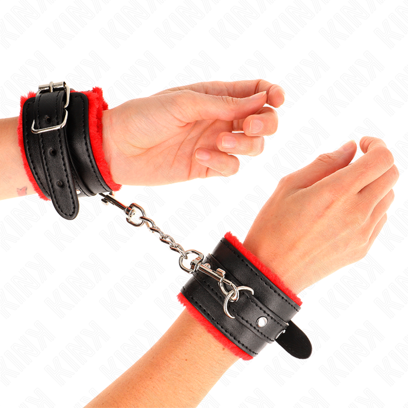 Kink - muñequeras forradas premium rojo con correa negro