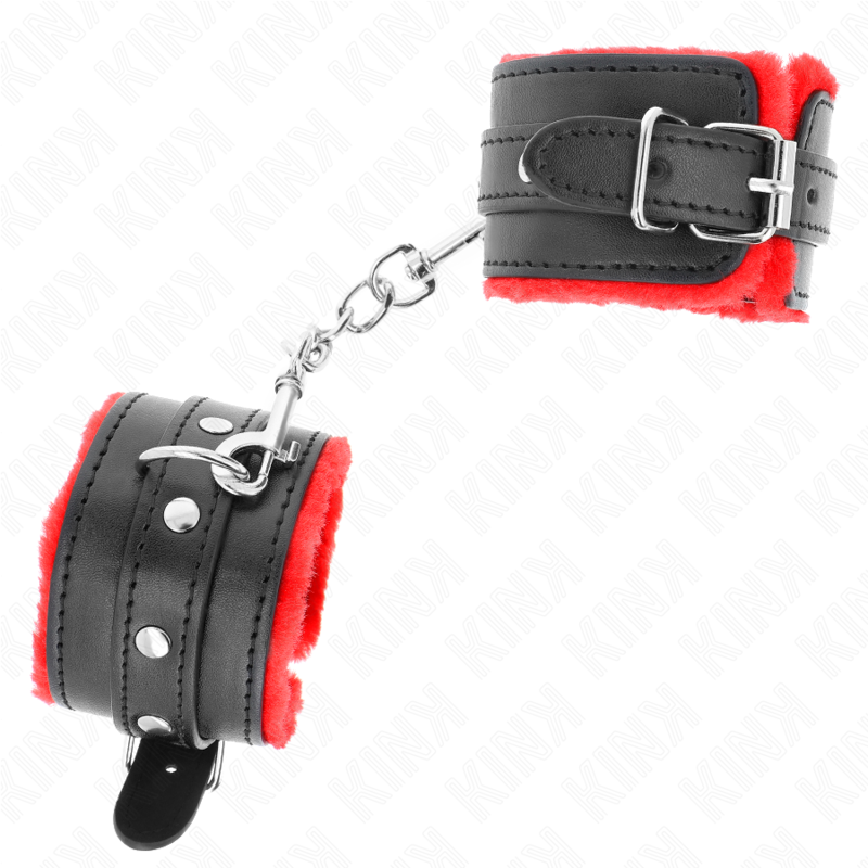 Kink - muñequeras forradas premium rojo con correa negro
