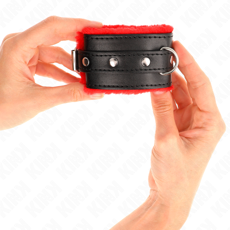 Kink - muñequeras forradas premium rojo con correa negro