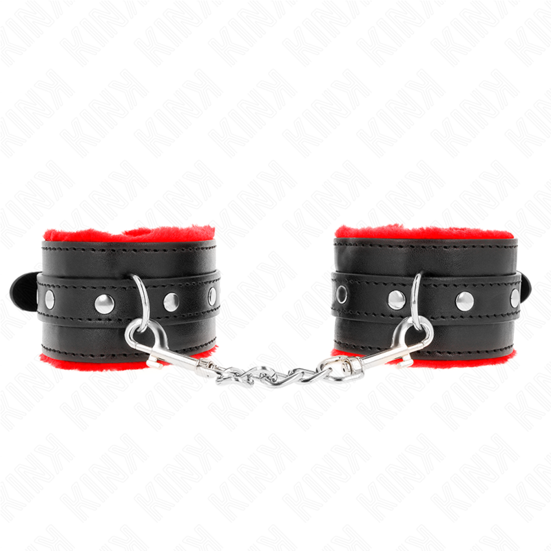 Kink - muñequeras forradas premium rojo con correa negro