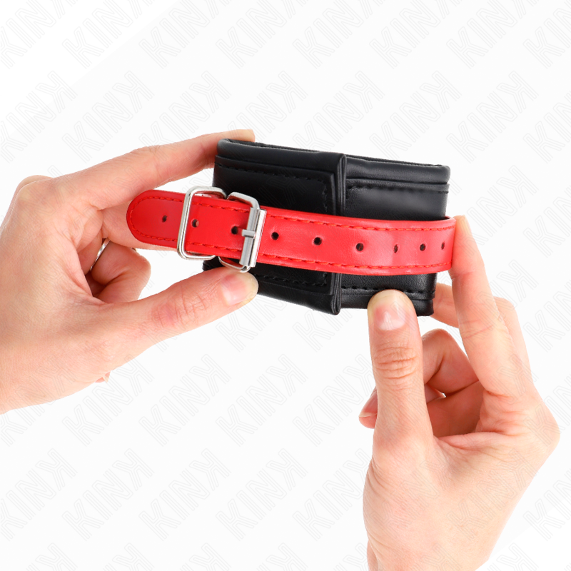 Kink - muñequeras negro con correa rojo ajustable 17-28 cm