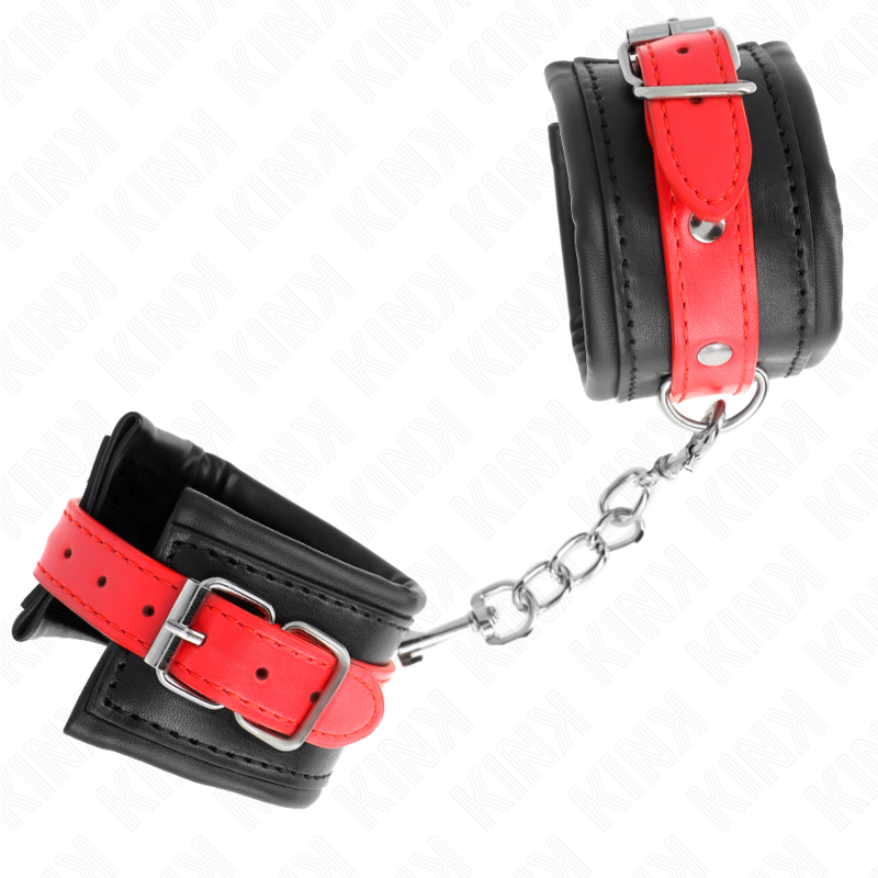 Kink - muñequeras negro con correa rojo ajustable 17-28 cm