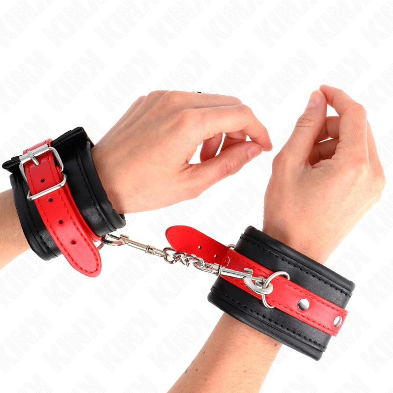 Kink - muñequeras negro con correa rojo ajustable 17-28 cm