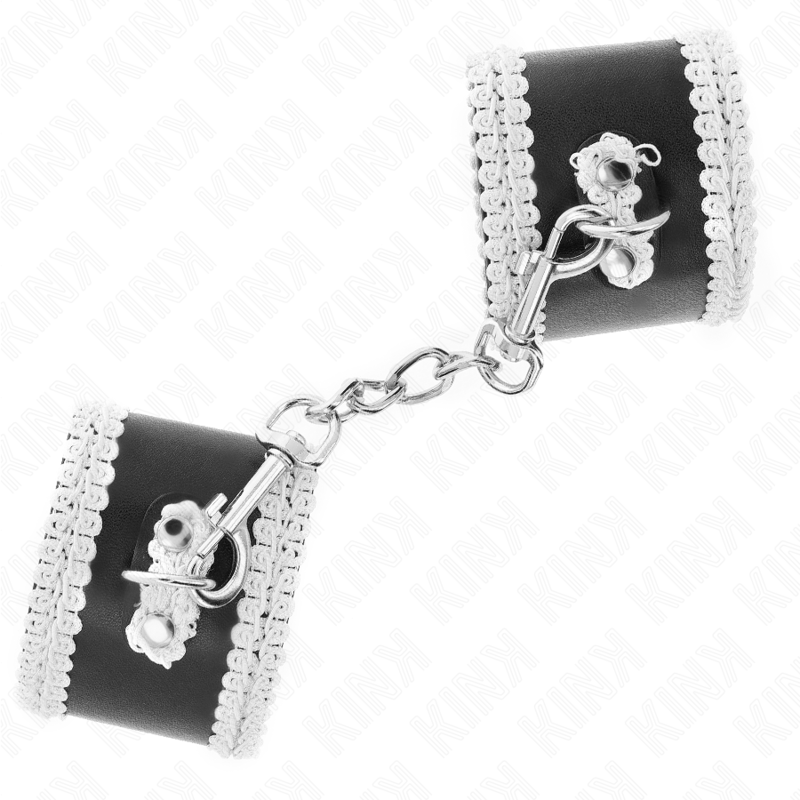 Kink - muñequeras negro con encaje decorativo blanco
