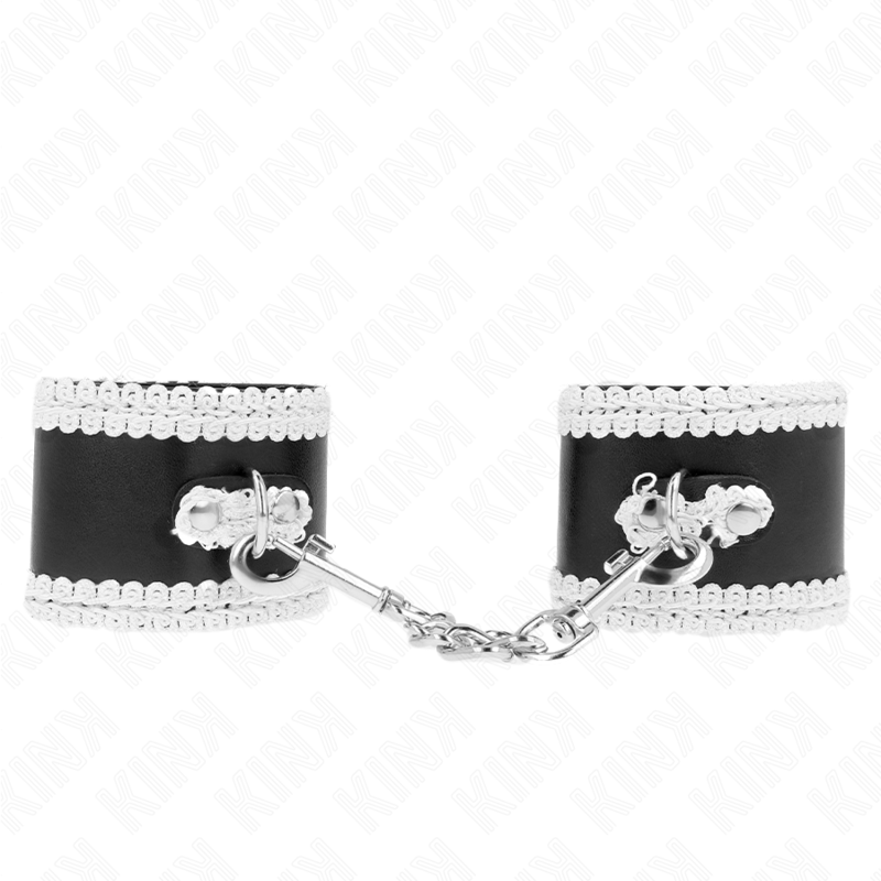 Kink - muñequeras negro con encaje decorativo blanco