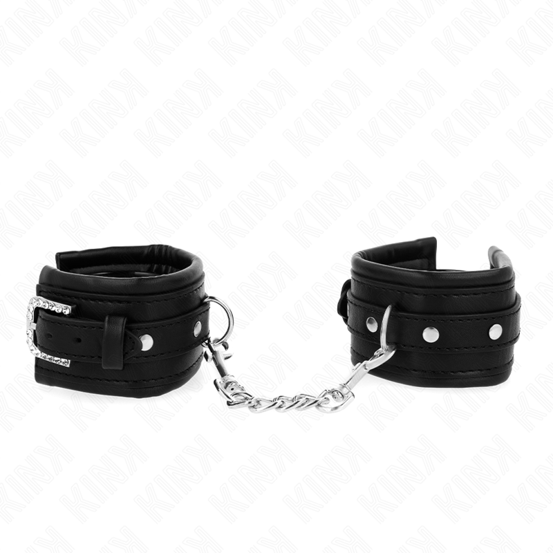 Kink - muñequeras negro con hebilla de diamantes