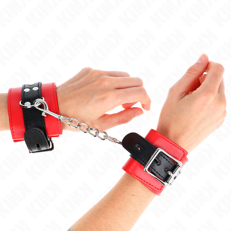 Kink - muñequeras rojo con correa negro ajustable 17-28 cm