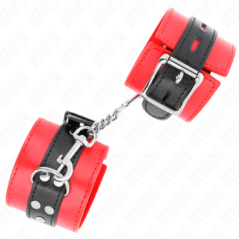 Kink - muñequeras rojo con correa negro ajustable 17-28 cm