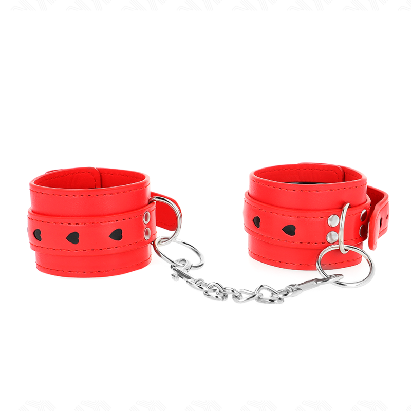 Kink - muñequeras rojo con incrustación de corazón negro