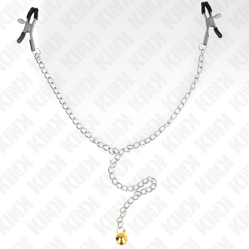 Kink - pinzas para pezones con campana dorado y cadena 30 cm