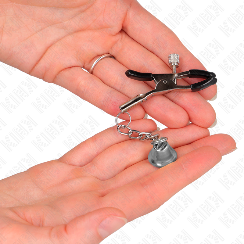 Kink - pinzas para pezones con colgante de campana plateado