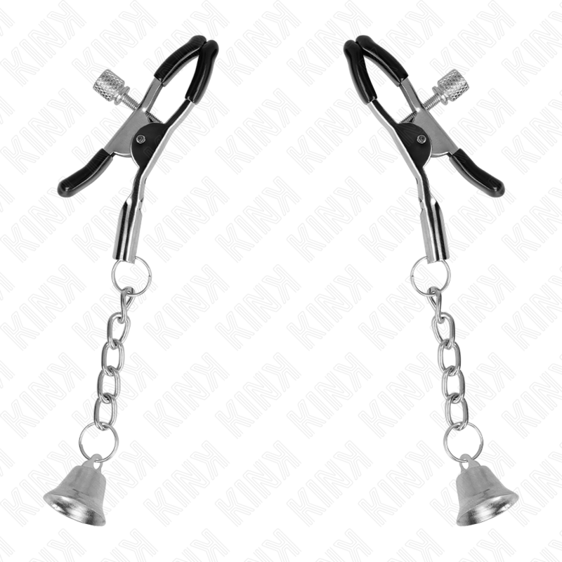 Kink - pinzas para pezones con colgante de campana plateado