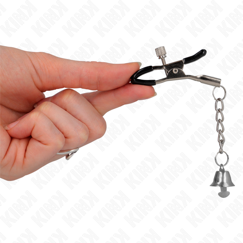 Kink - pinzas para pezones con colgante de campana plateado
