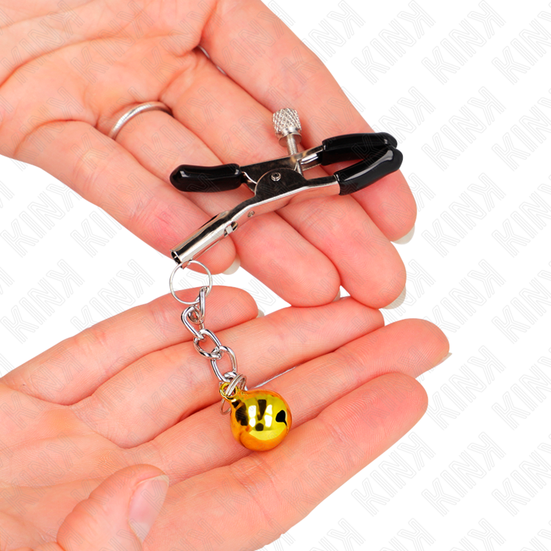 Kink - pinzas para pezones con colgante de cascabel dorado